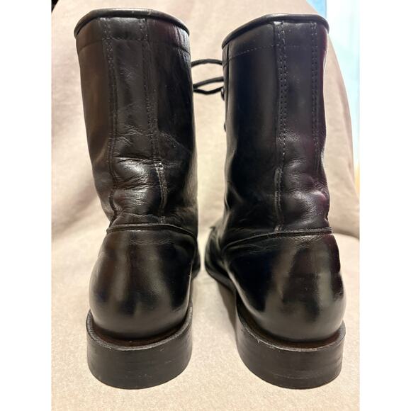 Unisex Vintage 80’s Cowtown Western Kiltie LAce Up Leather Cowboy Boots Mens 6.5 main image 7
